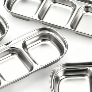 Piattini per Salse Coreane in Acciaio Inox, Contenitori Compartimentati per BBQ e Hot Pot, Ideali per Ristoranti e Buffet - Product Image 4