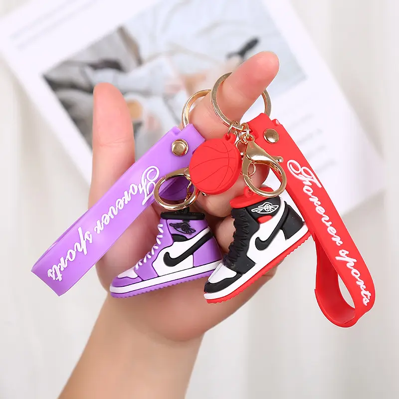 New Arrival Colorful Soft PVC Bag Car Key Rings 3D Basketball Shoes Designer Sneaker Keychain