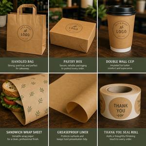 Kit de Empaque Personalizado para Cafetería y Panadería, para Llevar, para el Día de San Valentín, Graduación, Bolsa de Papel Kraft, Caja para Pasteles, Vaso de Papel, Envoltorio - Product Image 6