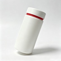 Flacon en plastique HDPE opaque de 200 cc avec bouchon et anneau rouge, flacon cylindrique pour pilules, capsules, comprimés, emballage de produits de santé