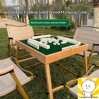 Table de Mahjong d'extérieur en bois massif, pliable et portable pour la maison, ensemble de voyage pour dortoirs, mini tuiles de Mahjong polies à la main, ensemble populaire en ligne
