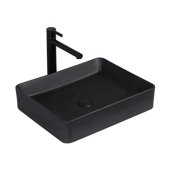 Chinese Ceramic Supplier Wholesale Matte Black Above Counter Washbasin