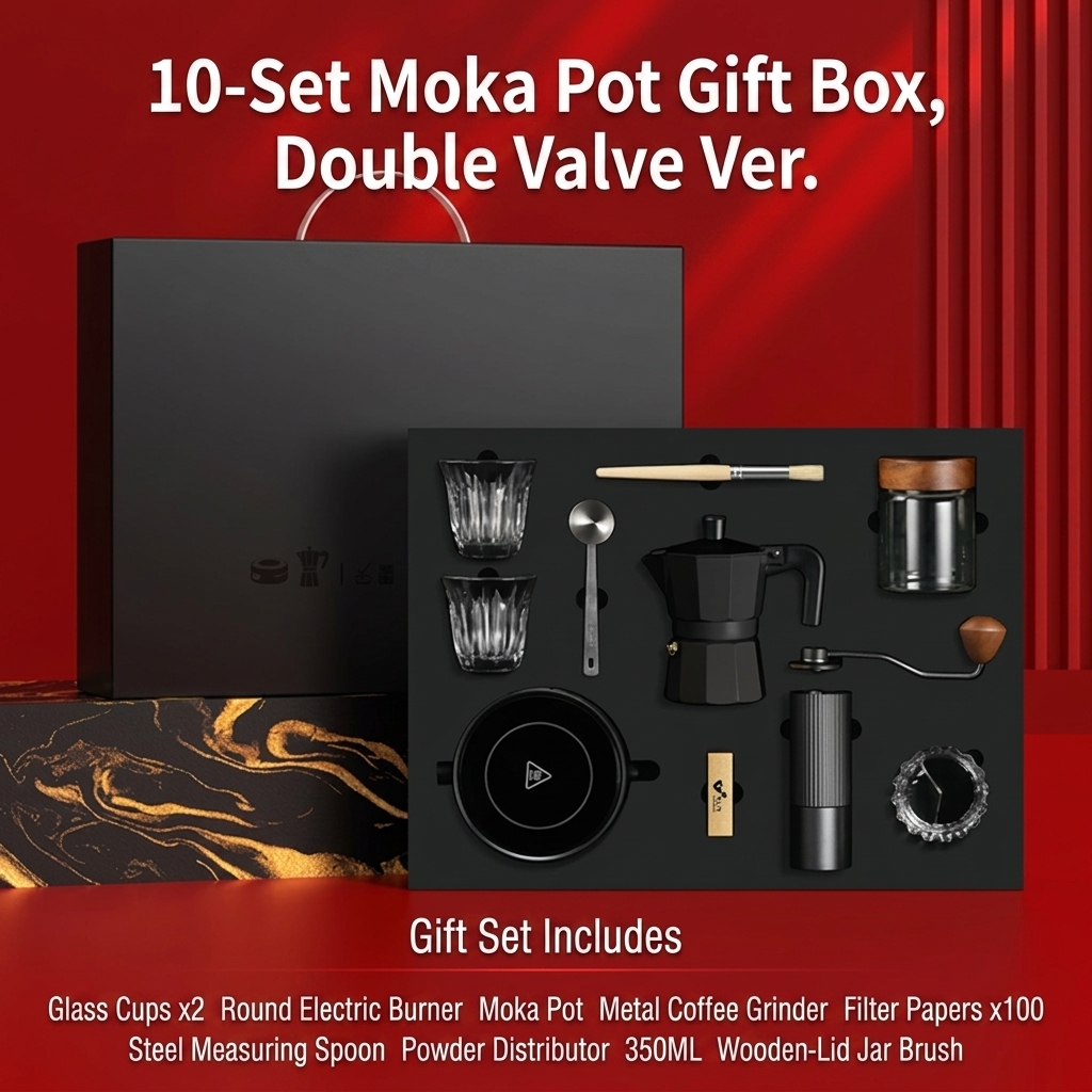 Black 10-piece set, dual-valve version