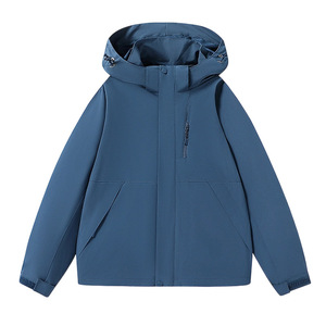 Men's Windproof Hooded <b>Jacket</b> Solid Color Outdoor Single Layer With Pocket Full Sleeve Workwear - Product Image 1