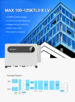 Convertisseur solaire triphasé Growatt pour raccordement au réseau, 100-125 kW, utilisation domestique, technologie MPPT, efficacité de 98,8 %, convertisseur d'énergie solaire