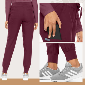 Women's Medical Scrub Suit Set V-Neck Short Sleeve Moisture Wicking Wine Red Royal Blue Gray Watermelon Red Sea Blue Yellow S - Product Image 2