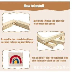 Cross Stitch Embroidery <b>Frame</b> <b>Canvas</b> Square Shape Handmade Needlework Craft With Wooden Stretch Rod <b>For</b> DIY Projects - Product Image 2