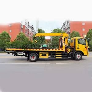 Dongfeng 4x2 platte oplegger bergingswagen uitgerust met een 8-tons kraan voor noodhulp. Fabrieksdirecte verkoop. - Product Image 4