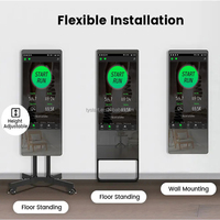 Espejo Inteligente de Fitness de 32/43 Pulgadas con Pantalla Táctil de 10 Puntos, Full HD, WiFi/Bluetooth, Prueba Virtual de Ropa, Ejercicio Interactivo para Gimnasio/Yoga