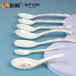 Cartoon Rabbit Spoon Food Grade Melamine Spoon For Children Drop Resistant Oval Shape Household Kids Dining Spoon - Product Image 3