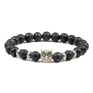Pulsera de búho con cuentas de turquesa volcánica, pulsera de regalo creativa para hombres y mujeres - Product Image 1