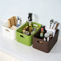 Paniers de rangement légers en plastique PP pour cuisine, salle de bain et bureau - Boîtes de rangement pour collations de style tressé