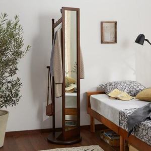 Porte-manteau rotatif pliable en bois massif avec miroirs de maquillage/essayage pour chambre, salon et salle de bain - Product Image 2