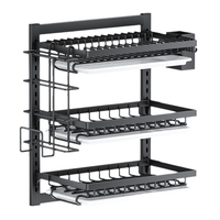 Égouttoir à vaisselle mural à 3 niveaux en acier inoxydable pour évier, assiettes, bols, organisateur de placard de cuisine, support de drainage, outil de rangement