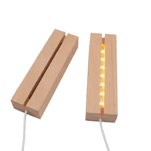 Incisione laser fai da te graffiti memo acrilico USB LED luce notturna luminosa rettangolo base in legno cornice lampada luce bianca calda