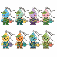 Gantungan Kunci Enamel Kustom Kawaii Gardener Premium Hard Enamel Zinc Alloy Bunga Matahari Tetesan Hujan Suvenir untuk Hadiah Pecinta Berkebun