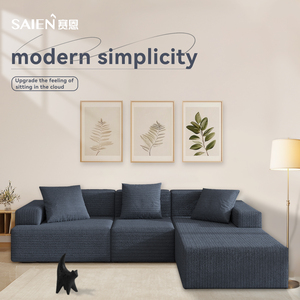 أريكة قطاعية حديثة من القطيفة بدون عظام على شكل حرف L، 3 قطع/طقم، لغرفة المعيشة وغرفة النوم، 106 بوصة، أريكة معيارية جاهزة للشحن - Product Image 2