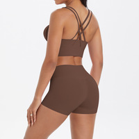 Ensemble 2 pièces de vêtements de sport d'été personnalisables pour femmes : short taille haute et haut de yoga