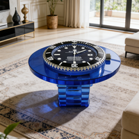 Moderner Luxus-Uhrenförmiger Fiberglas-Couchtisch Runde Glasplatte Wohnzimmermöbel Einzigartiger Designer Kreativer Kunsttisch
