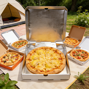Caja de Pizza de Cartón Reutilizable Ecológica y Aislada de Grado Alimenticio con Revestimiento de Papel de Aluminio de Alta Calidad - Product Image 2
