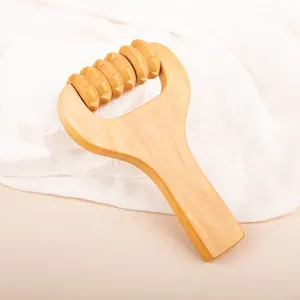 Gloway Oem Natural Handle Manual 6 Räder Akupunktur massage gerät Lymphatische Massage rolle Holz massage therapie für Schulter & Körper