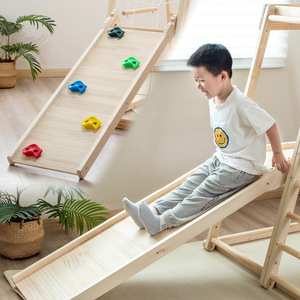 Structure d'escalade en <span class=keywords><strong>bois</strong></span> massif pour intérieur, ensemble de jeu de gymnastique, entraînement à l'équilibre pour tout-petits, jouet Montessori sensoriel et d'activité physique pour enfants - Product Image 2