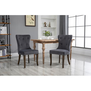Nordic Luxury Restaurant Home Kitchen Sillas Upholstery Soft Fabric <b>Grey</b> <b>Velvet</b> High Back Dining <b>Chairs</b> - Product Image 4