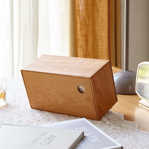 Caja de pañuelos de madera maciza de nogal, soporte independiente multiusos para almacenamiento doméstico - Product Image 3