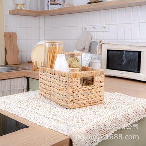 Woven <b>Storage</b> Basket Rectangle Linen Handmade <b>Office</b> Organizer Desktop <b>Storage</b> - Product Image 2