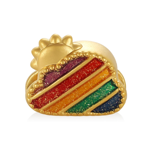 Pulsera de cuentas con forma de nube de arcoíris de oro macizo de 24K, accesorios de joyería artesanal de esmalte brillante de alta calidad - Product Image 1