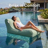 Chaise flottante gonflable pour adultes, chaise longue de piscine recouverte de tissu, dossier incurvé, hôtel de villégiature, OEM personnalisé