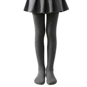 Collants pour enfants doublés polaire, chauds pour l'hiver, en tricot torsadé à motif cœur, leggings anti-boulochage - Product Image 1