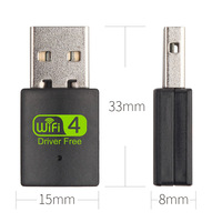 Precio de fábrica Driver Free Mini 300Mbps USB WiFi Adapter Plug & Play Tarjeta de red inalámbrica para PC Laptop