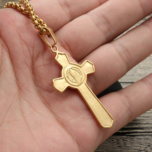 Cross Pendant Stainless Steel Gold Color Themed Pendant For Men Gift Necklace - Product Image 2