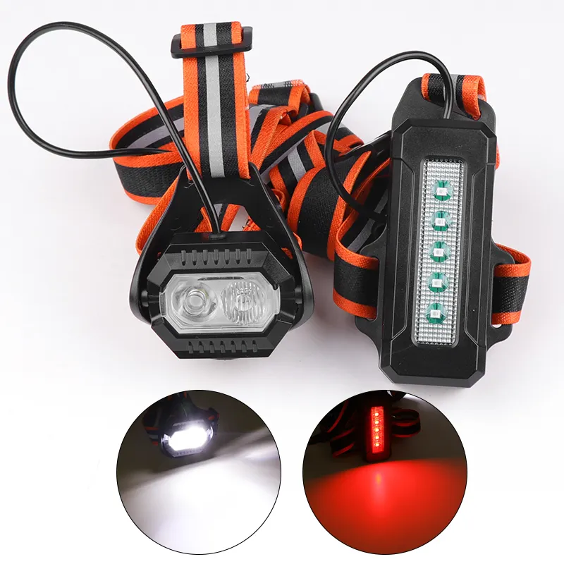 T6 LED 조정 가능한 각도 러닝 라이트 손전등 USB 충전식 배터리 야간 워킹 러닝 라이트 (어깨 끈 포함)