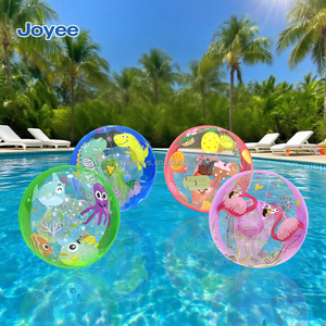 Joyee - 4 Estilos de Pelotas de Playa Inflables Impresas en <span class=keywords><strong>3D</strong></span>, Juguetes de Piscina de PVC sin Ftalatos con Diseño de Animales y Frutas para Niños, Diversión Acuática de Verano - Product Image 5