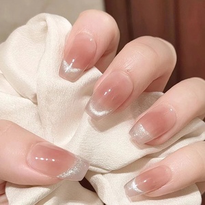 26 <span class=keywords><strong>Uñas</strong></span> Postizas <span class=keywords><strong>de</strong></span> Primavera-Verano, Estilo Francés, Sencillas, Exquisitas, con Degradado en Tonos Rosados, Diseño Ojo <span class=keywords><strong>de</strong></span> Gato, Desmontables, Tipo Almendra - Product Image 6