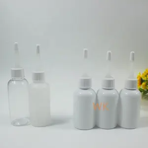 Botol tetes plastik 30-100ml untuk obat tinta pigmen tetes telinga hewan peliharaan botol Remas dengan kepala tetes lembut