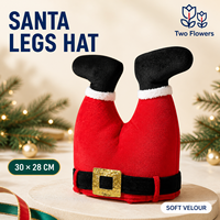Chapeaux d'elfes de Noël - en plastique souple, coupe classique avec impression numérique motif pieds de Père Noël pour accessoires de fête cosplay