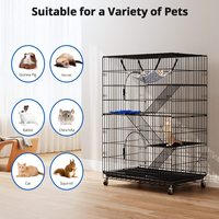 Grande cage à chat en métal solide et simple à plusieurs niveaux avec roulettes, hamac, échelle, maison intérieure spacieuse pour plusieurs chats