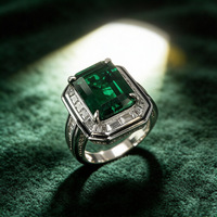 Bague tendance en argent 925 haut de gamme avec zircone verte 10x14mm, motif marguerite estivale, pour femme, idéale comme cadeau