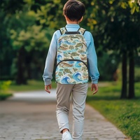 Sac à dos léger pour étudiant de 17 pouces avec imprimé tortues et poche avant zippée pour les déplacements quotidiens