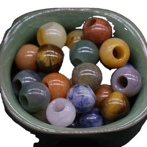 <span class=keywords><strong>Perles</strong></span> de pierre de cristal de guérison naturelle 5mm diamètre intérieur 12mm pierre précieuse d'agate grand trou pour la fabrication de bijoux à bricoler soi-même produit Nature en vrac - Product Image 3