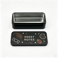 Boîte en étain rectangulaire personnalisée avec couvercle à charnière pour bonbons, chocolats, biscuits, thé et emballages cadeaux sucrés OEM