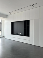 Mueble de TV Flotante con Iluminación LED y Estantes Abiertos, Moderno, Blanco, de Pared, para Sala de Estar, Personalizable