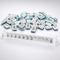 Élégant ensemble de mahjong pliable en acrylique vert menthe, 160 tuiles, style chinois, logo personnalisé américain, jeu de société d'intérieur, OEM