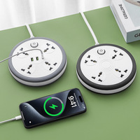 Kreisförmige Universal-Steckdosenleiste mit 4 Multifunktions-AC-Steckdosen, 2 USB + Typ-C Anschlüssen, Verlängerungskabel, Tragbare Desktop-Steckdose