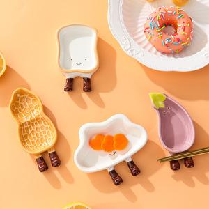 Plato Creativo de Porcelana con Diseño de Pan de Dibujos Animados para Niños, Apto para <span class=keywords><strong>Microondas</strong></span>, para Salsas, Barbacoa y Hot Pot - Product Image 3