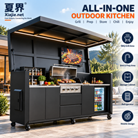 Cuisine extérieure modulaire en gros pour jardin et terrasse, poste de travail BBQ intégré pliable pour cuisine mobile commerciale et domestique