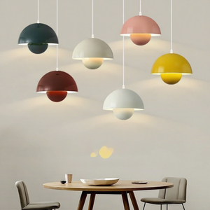 Lampe suspendue moderne minimaliste rétro en forme de bourgeon de fleur, luminaire suspendu en métal, couleur crème, 16W, pour restaurant, <span class=keywords><strong>bar</strong></span>, chambre à coucher - Product Image 3